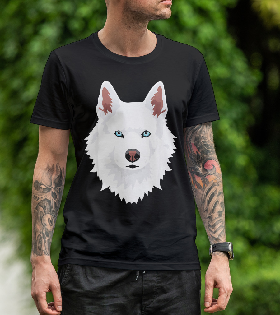 White Siberian Husky Canine Snow Dog Face T-Shirt