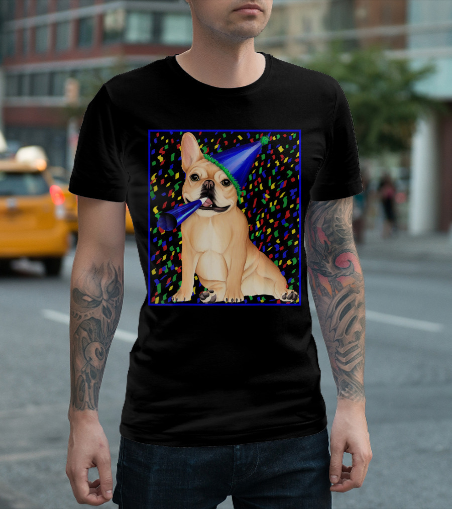 Celebration French Bulldog Dog Party Hat Confetti T-Shirt