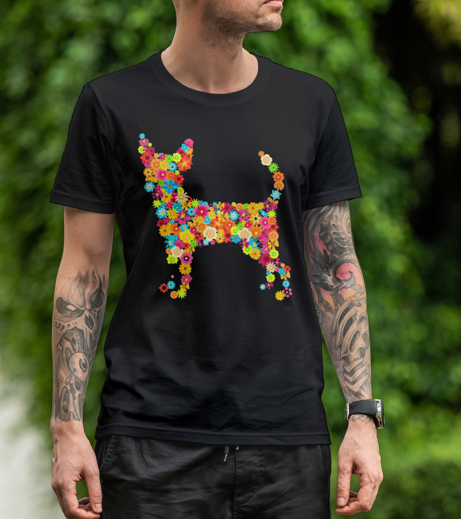 Chihuahua Dog Flower Love Colorful Floral T-Shirt