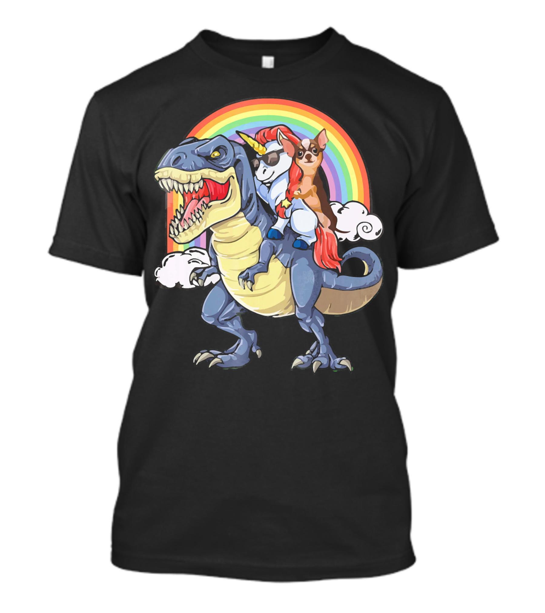 Chihuahua Unicorn Dinosaur Rainbow T-Shirt