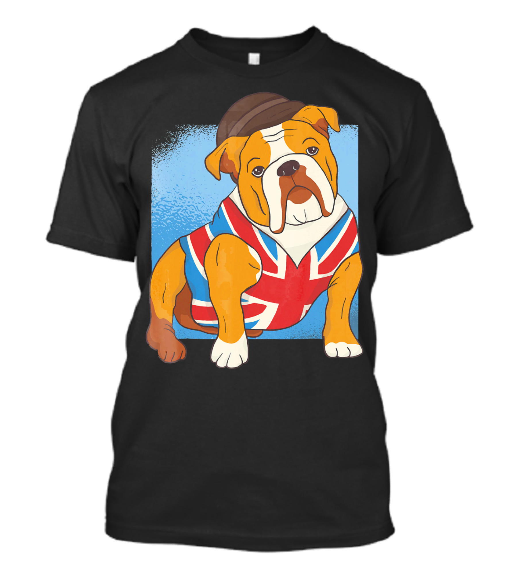 English British Bulldog Wearing Union Jack And Bowler Hat For Funny Dog Owners T-Shirt