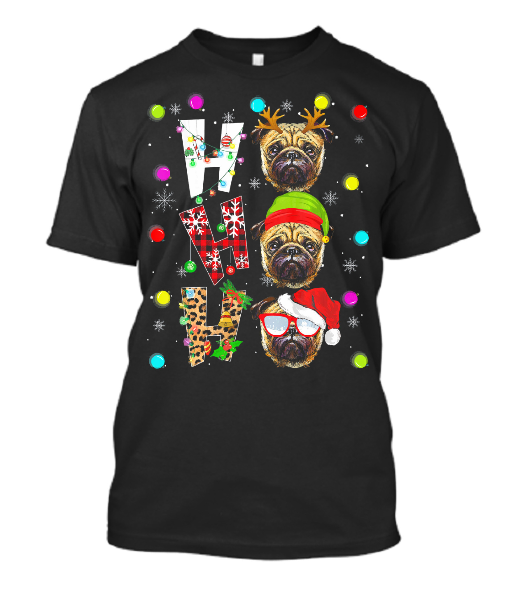Christmas Pug Dog Ho Ho Ho Outfit Cute Pet Doggy T-Shirt