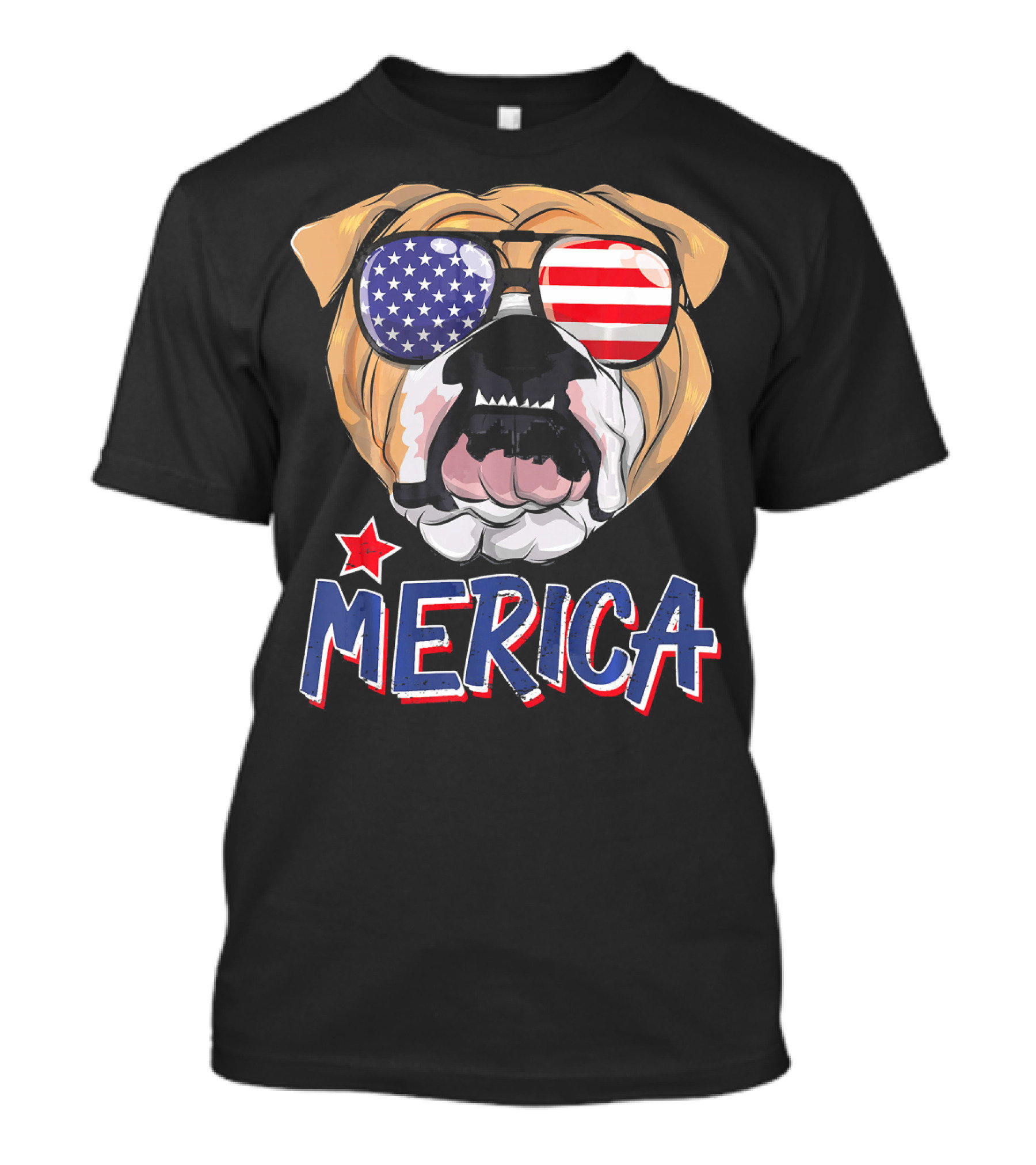 English Bulldog American Flag Sunglasses Merica T-Shirt