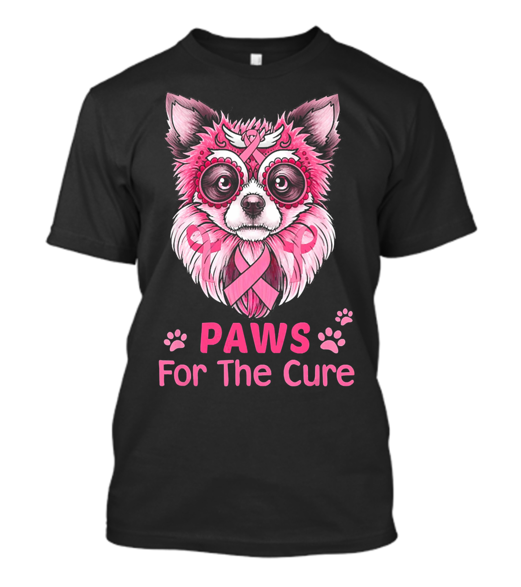 Paws For The Cure Breast Cancer Chihuahua Awareness T-Shirt