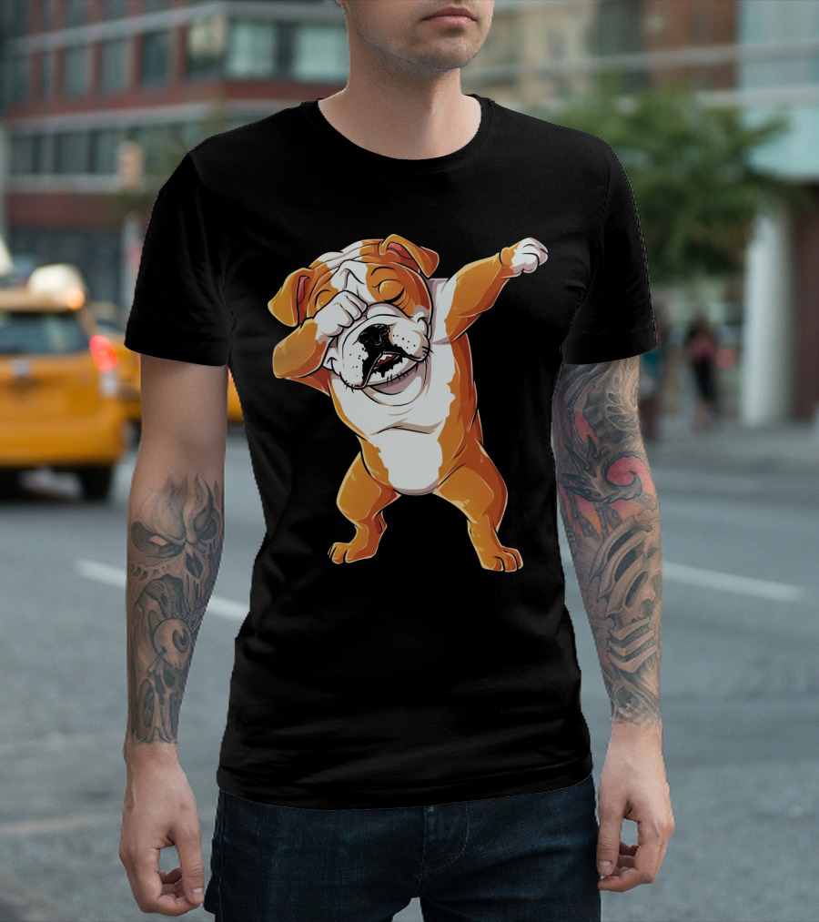 Dabbing English Bulldog Men Dab Pose T-Shirt