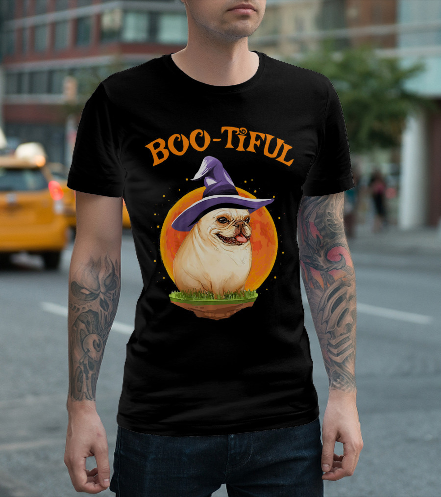 BOO-TIFUL French Bulldog Witch Hat Halloween Moon T-Shirt