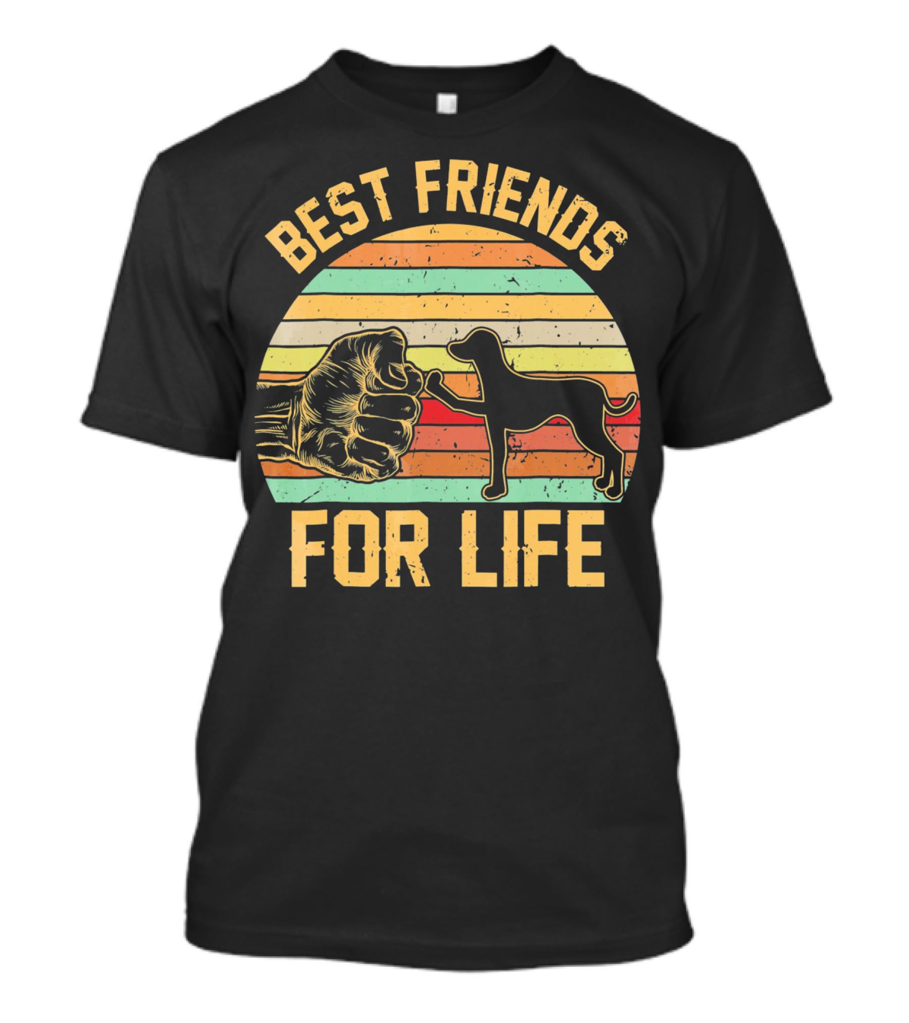 Best Friends For Life Dalmatian Dog Retro Stripes Fist Bump T-Shirt