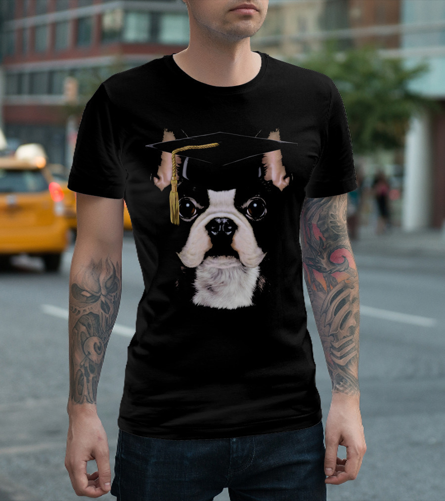 Cute French Bulldog Graduation University Cap T-Shirt