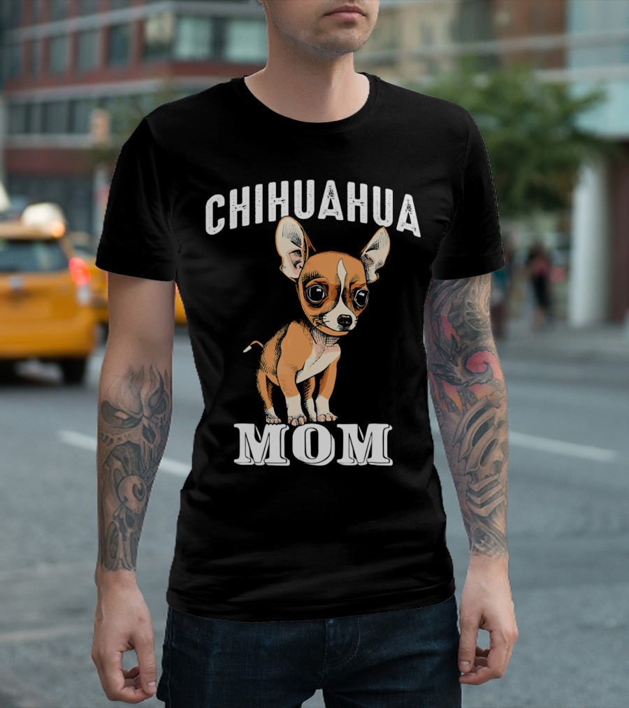 Chihuahua Mom Adorable Dog Cartoon T-Shirt