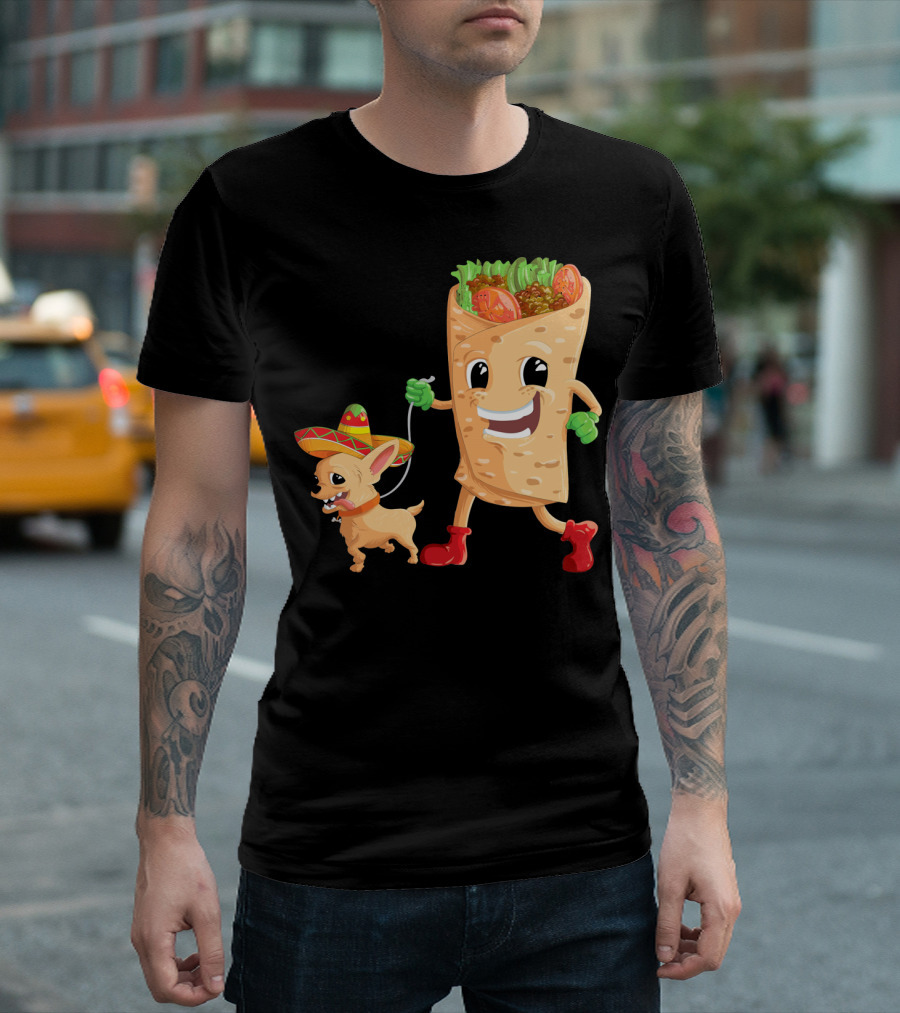 Cinco De Mayo Funny Chihuahua Sombrero Taco Walking T-Shirt