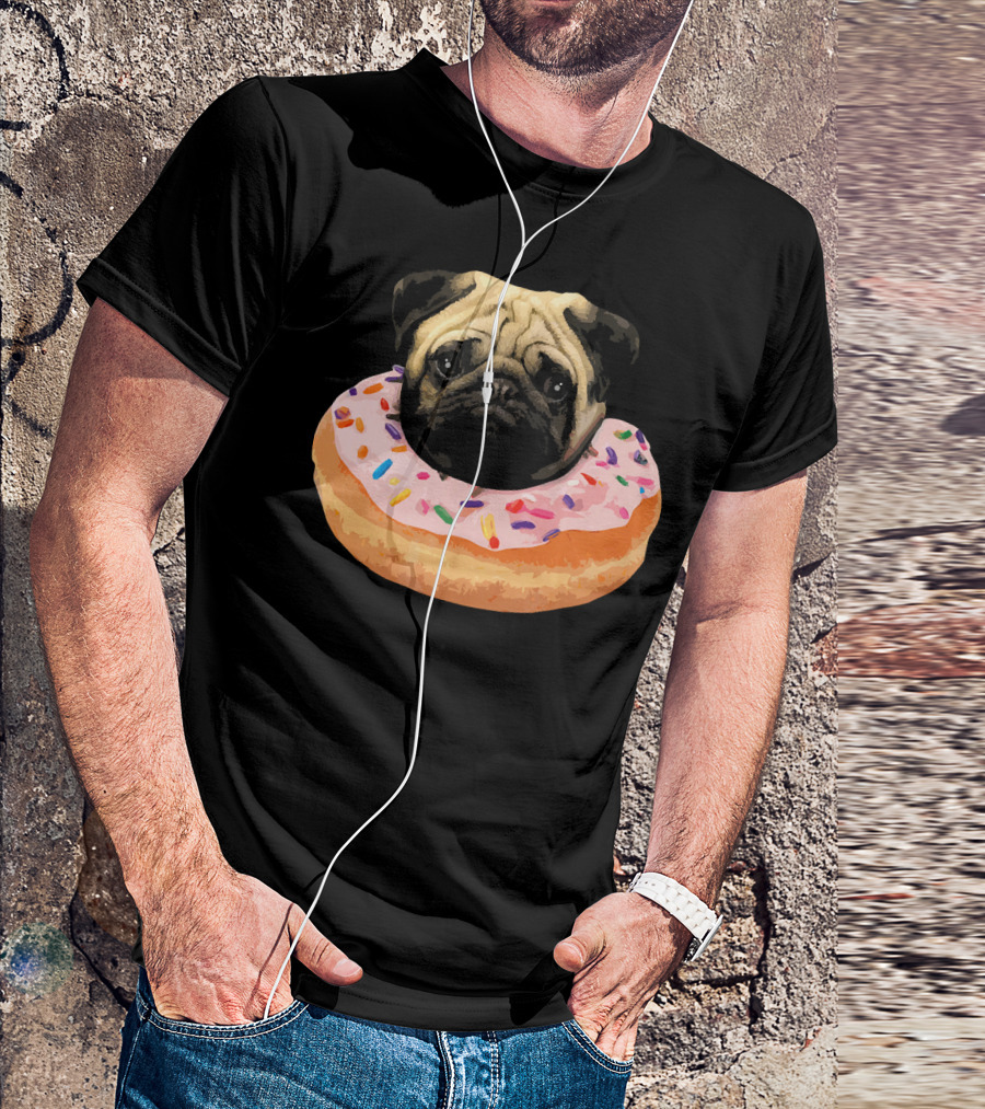 Cute Pug In Sprinkled Donut Sweet Dessert Don T-Shirt