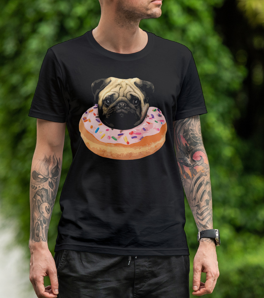 Cute Pug In Sprinkled Donut Sweet Dessert Don T-Shirt