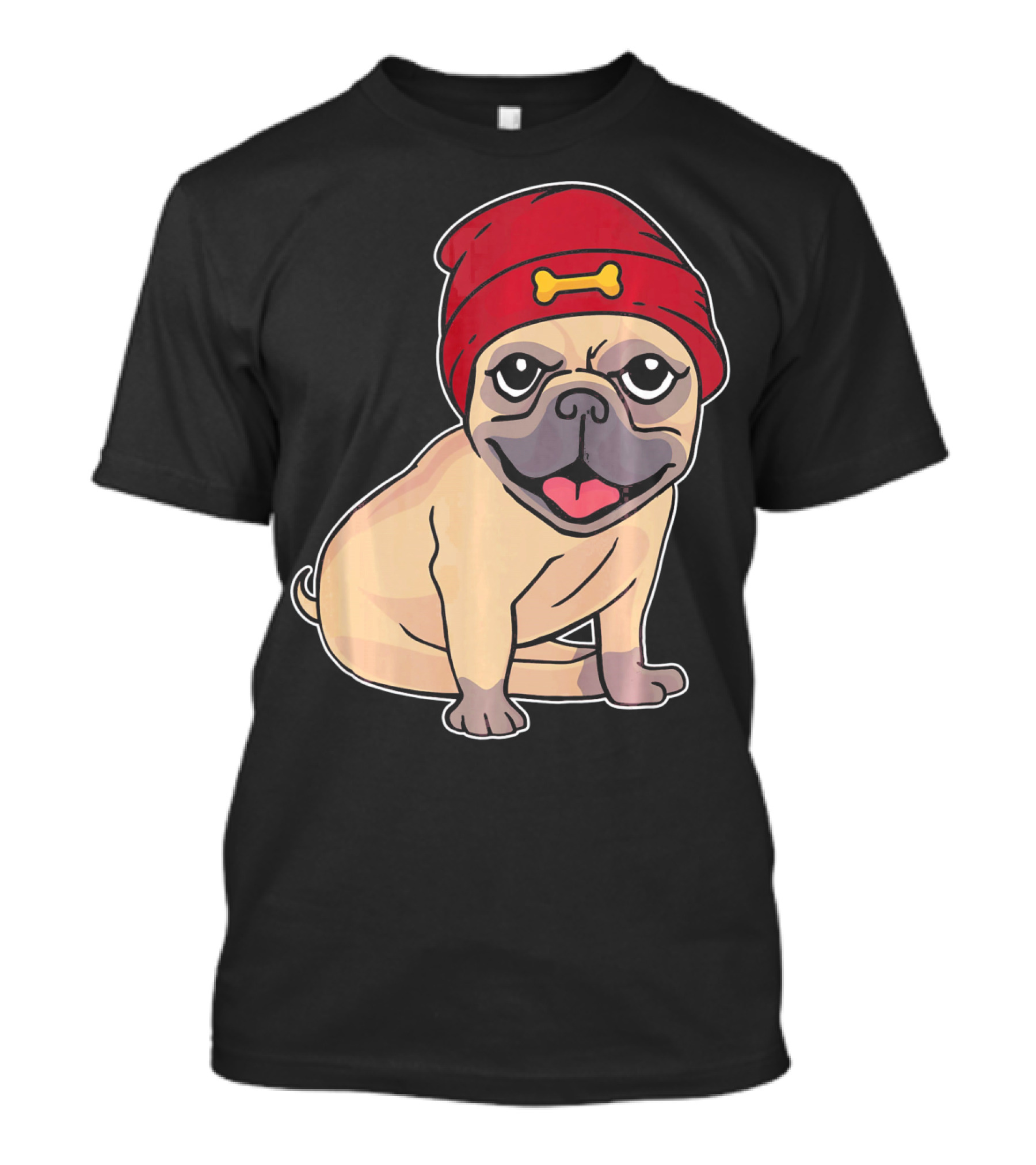 Beanie Pug Dog Funny Bone Hat Illustration For Me T-Shirt