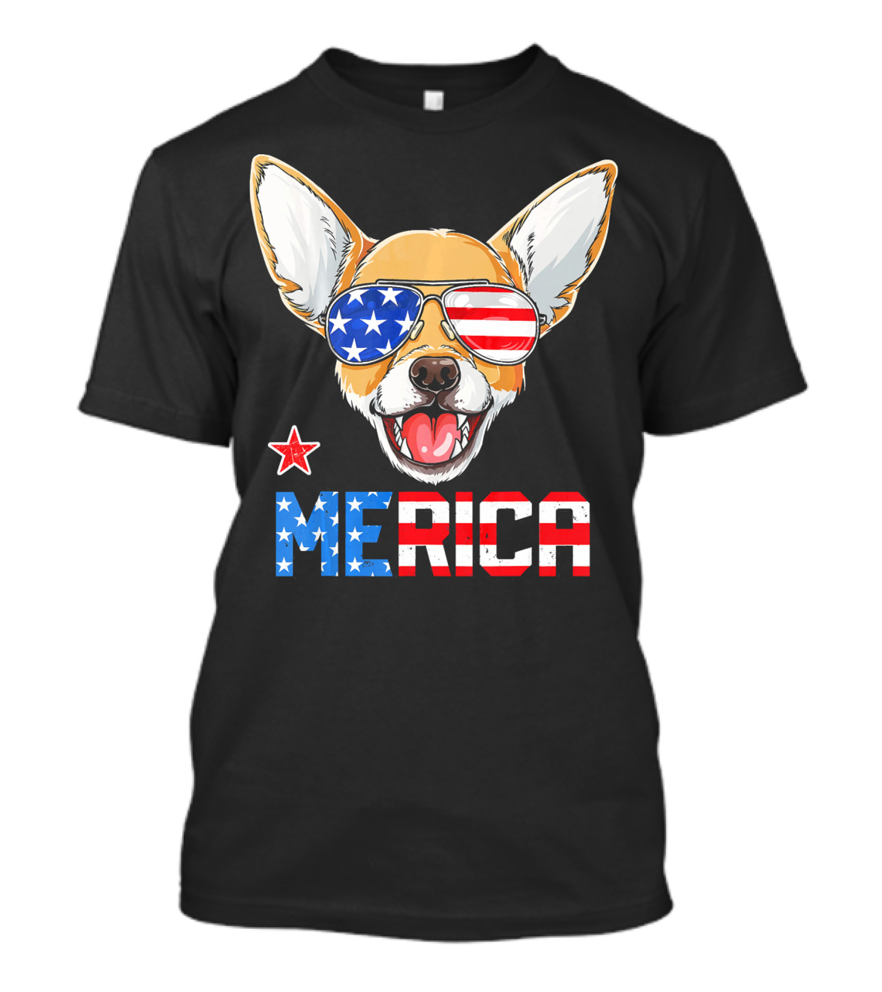 Chihuahua Patriotic Merica American Flag Glasses 4th Of July T-Shirt