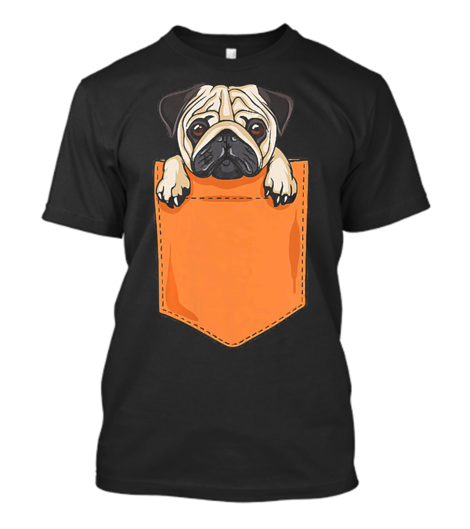 Kawaii Pug Dog In Pocket For Dog Lovers T-Shirt