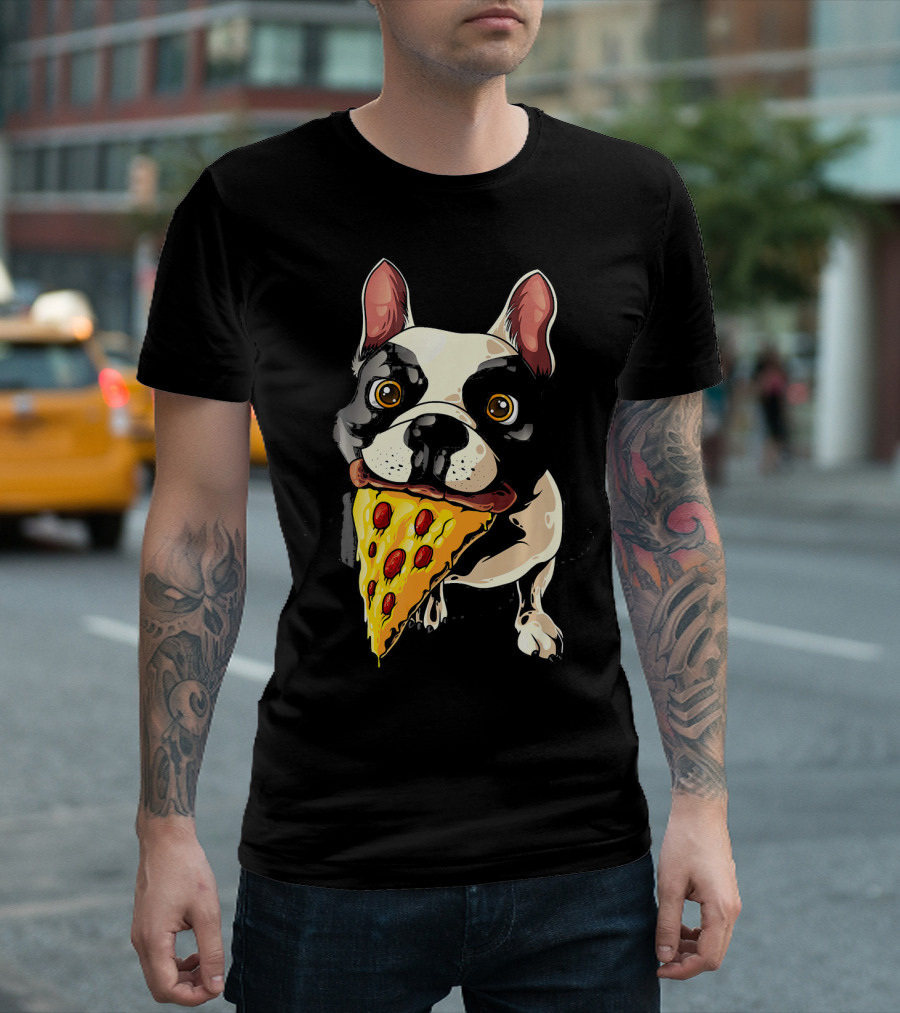 Cool French Bulldog With Pizza Slice T-Shirt
