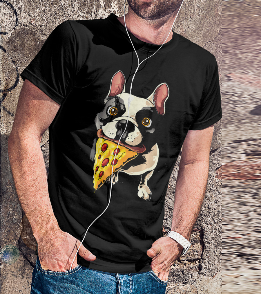 Cool French Bulldog With Pizza Slice T-Shirt