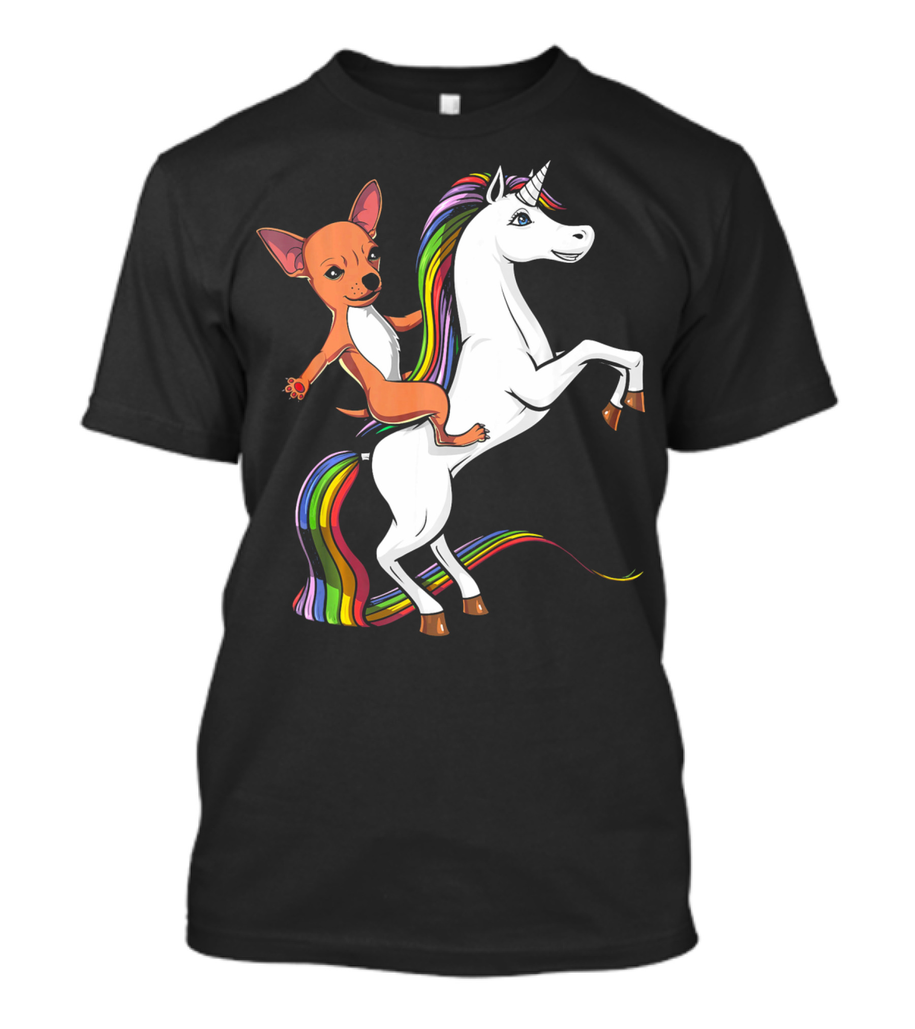 Chihuahua Riding A Rainbow Unicorn With Pride And Joy T-Shirt