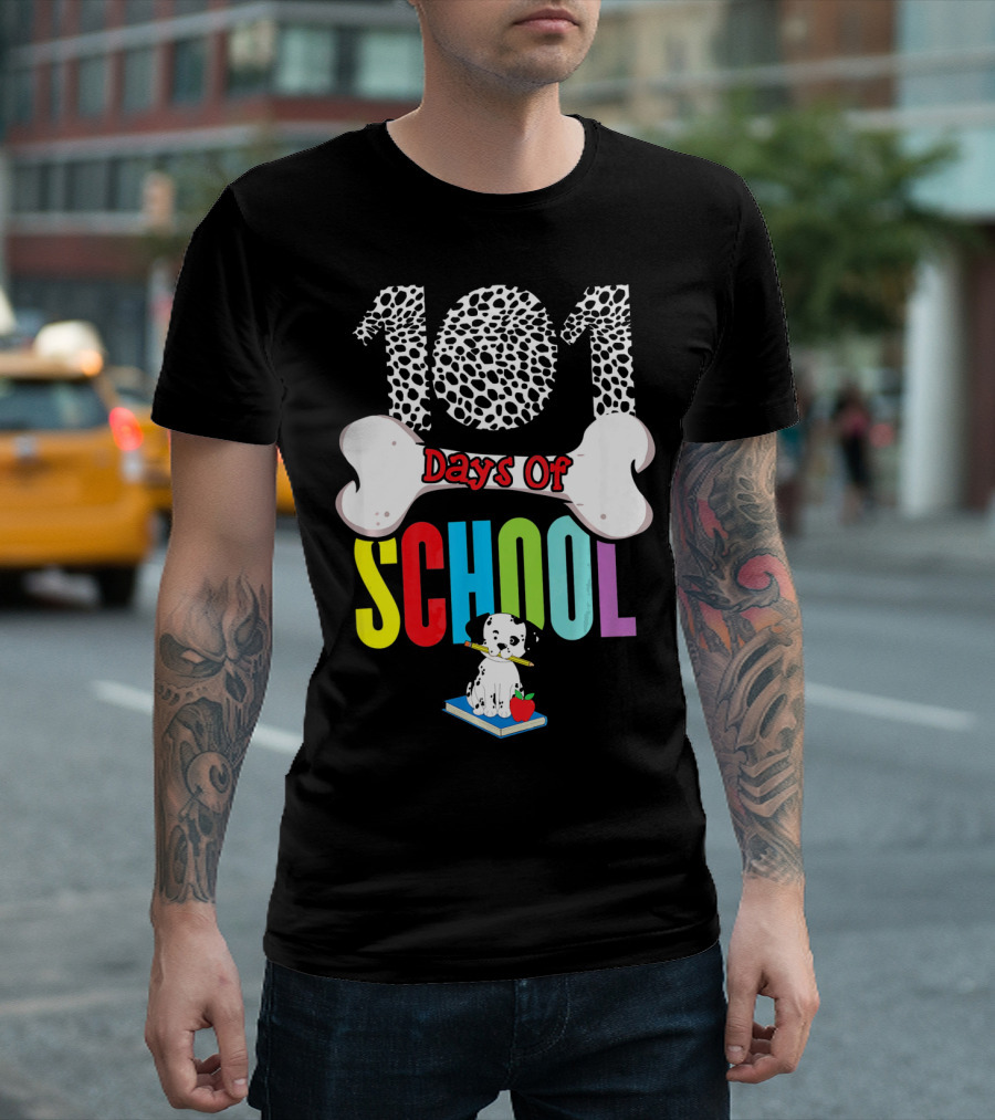 101 Days Of School Dalmatian Dog Spots Colorful School T-Shirt
