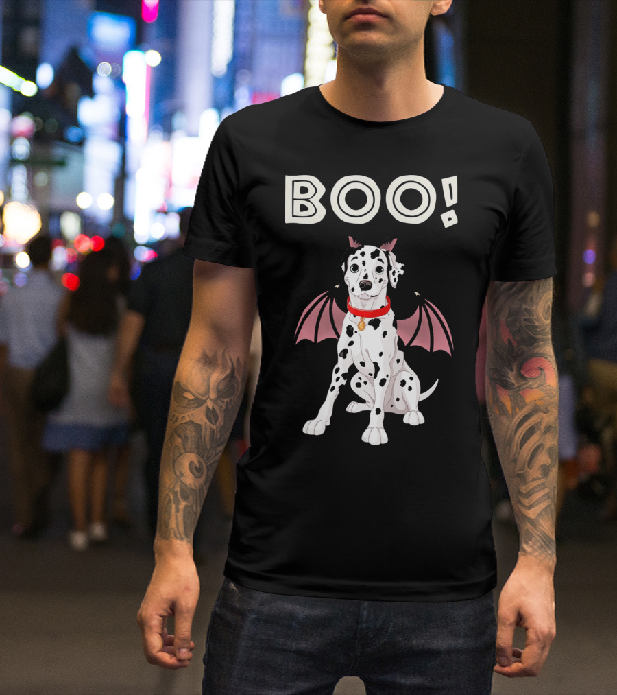 BOO Dalmatian With Bat Wings T-Shirt