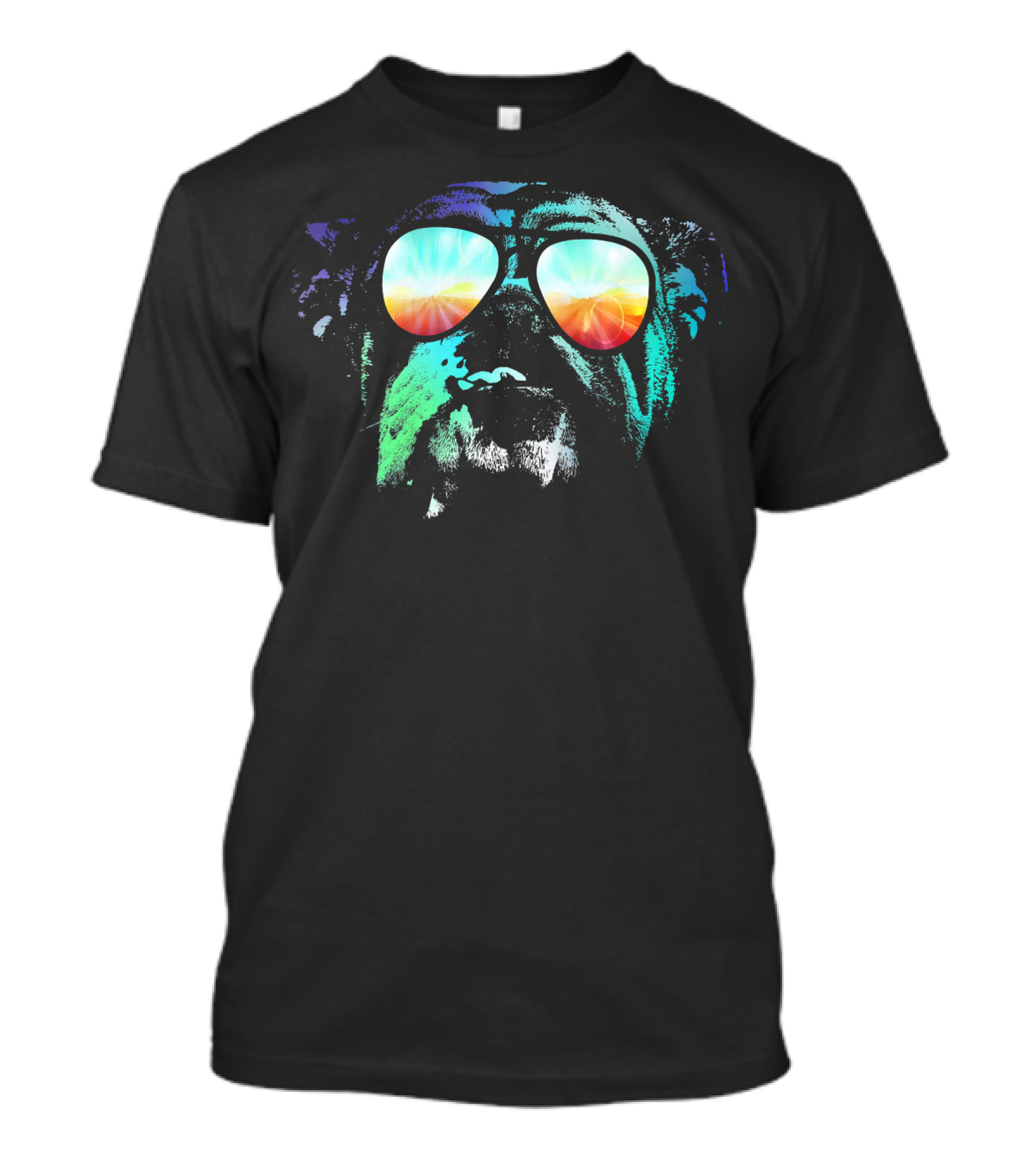 Psychedelic Disco English Bulldog With Vibrant Glasses Reflection T-Shirt