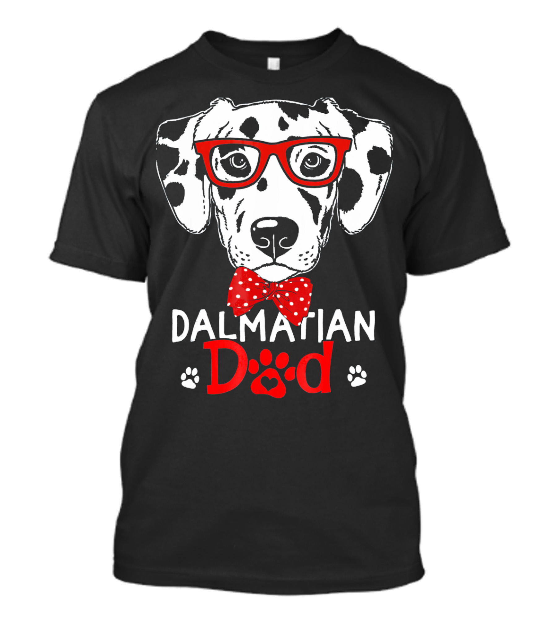 Dalmatian Dad With Red Glasses And Bowtie T-Shirt