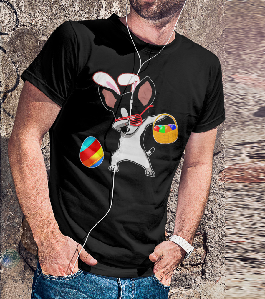 Dabbing Chihuahua With Easter Bunny Ears And Easter Basket T-Shirt