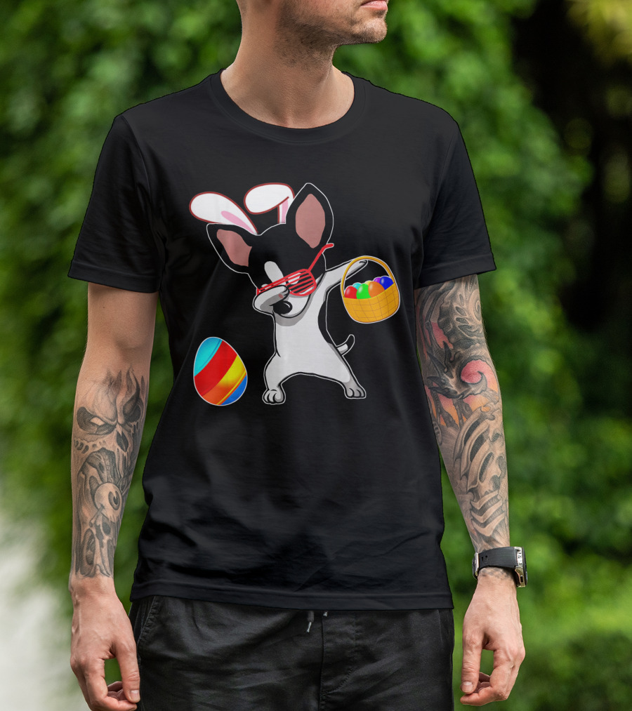 Dabbing Chihuahua With Easter Bunny Ears And Easter Basket T-Shirt