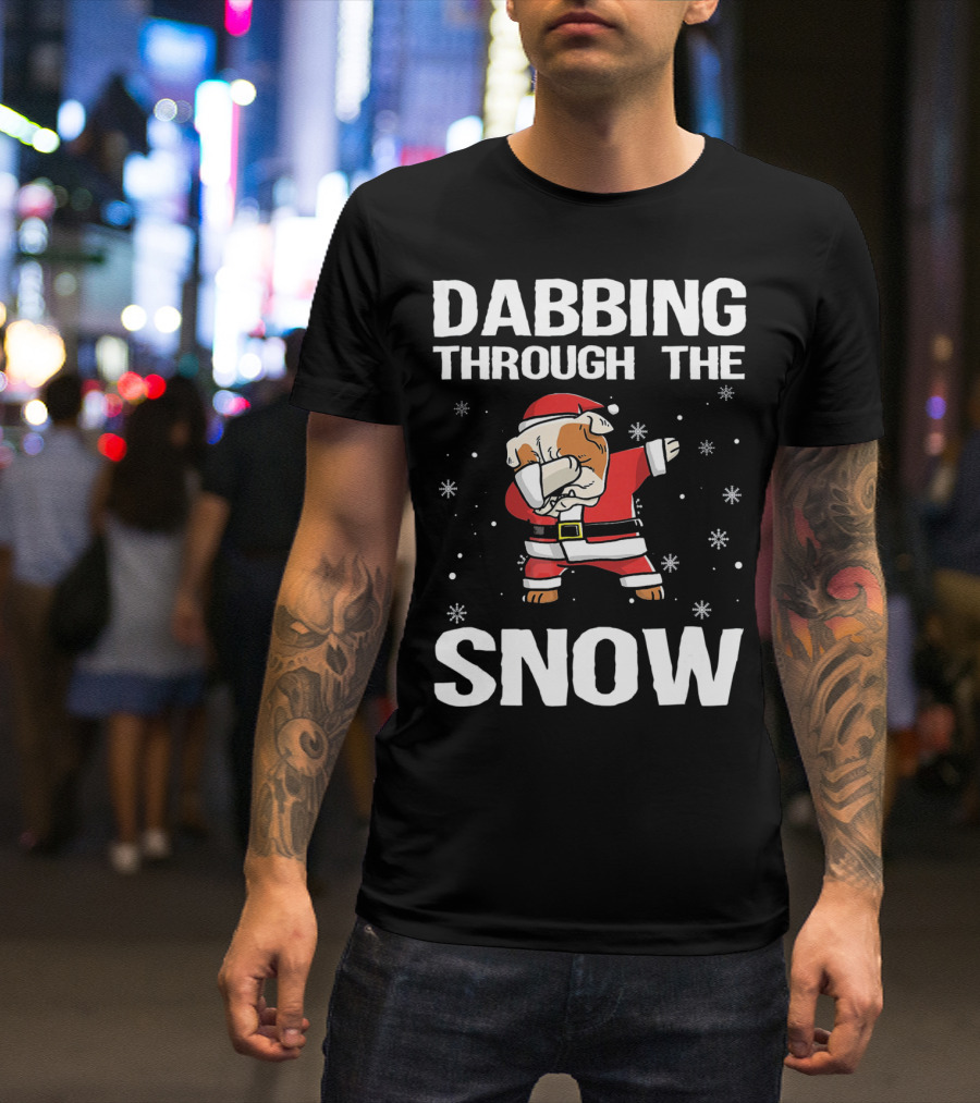 Dabbing Through The Snow Santa English Bulldog T-Shirt