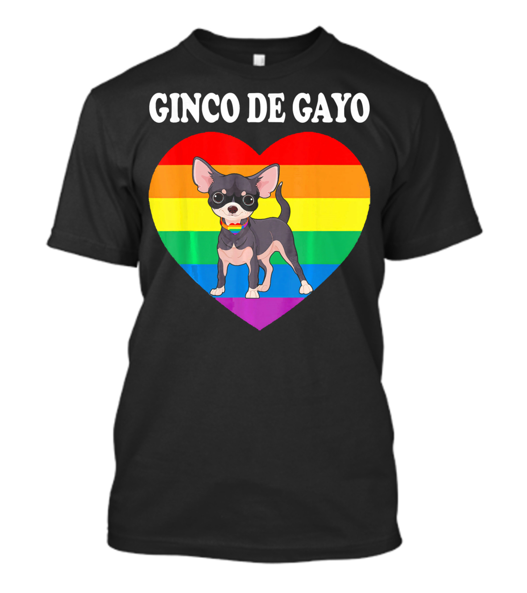 Chihuahua Dog Rainbow Heart Ginco De Gayo T-Shirt