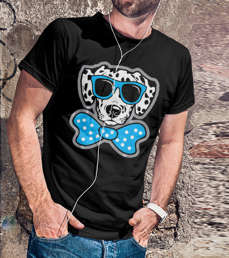 Dalmatian Puppy With Blue Sunglasses And Bow For Pet Owner T-Shirt