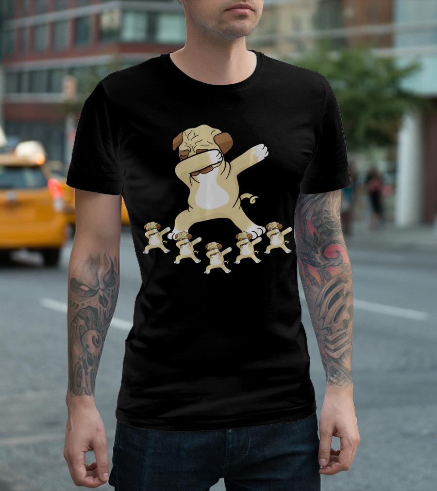 Dabbing Pug Funny Party Dance with Dab Pug Puppies T-Shirt