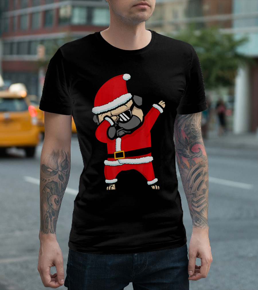 Santa Claus Dabbing Pug T-Shirt