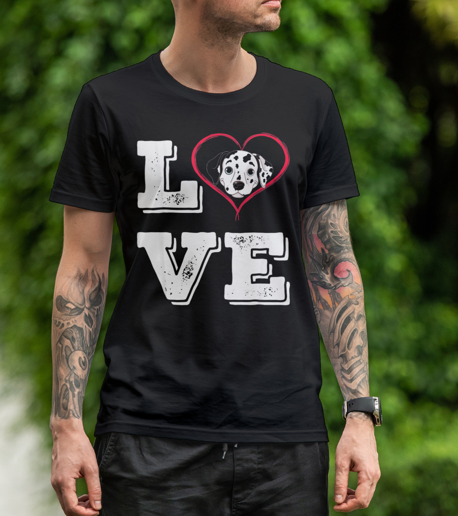 Dalmatian Love Heart Dog Mom T-Shirt