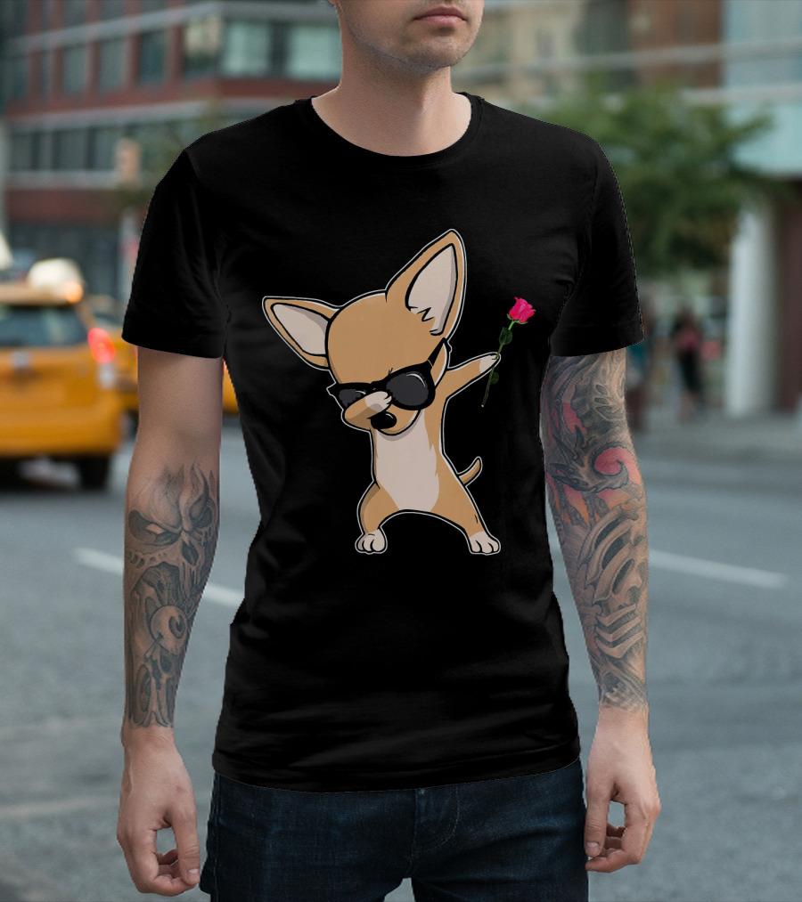 Chihuahua Dabbing Rose Valentine Dance T-Shirt