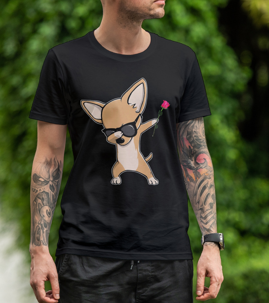 Chihuahua Dabbing Rose Valentine Dance T-Shirt