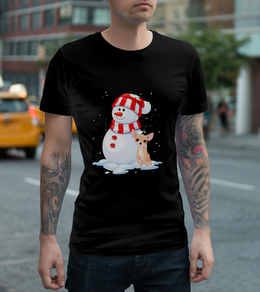 Chihuahua Snowman Christmas Costume Mery Holiday T-Shirt