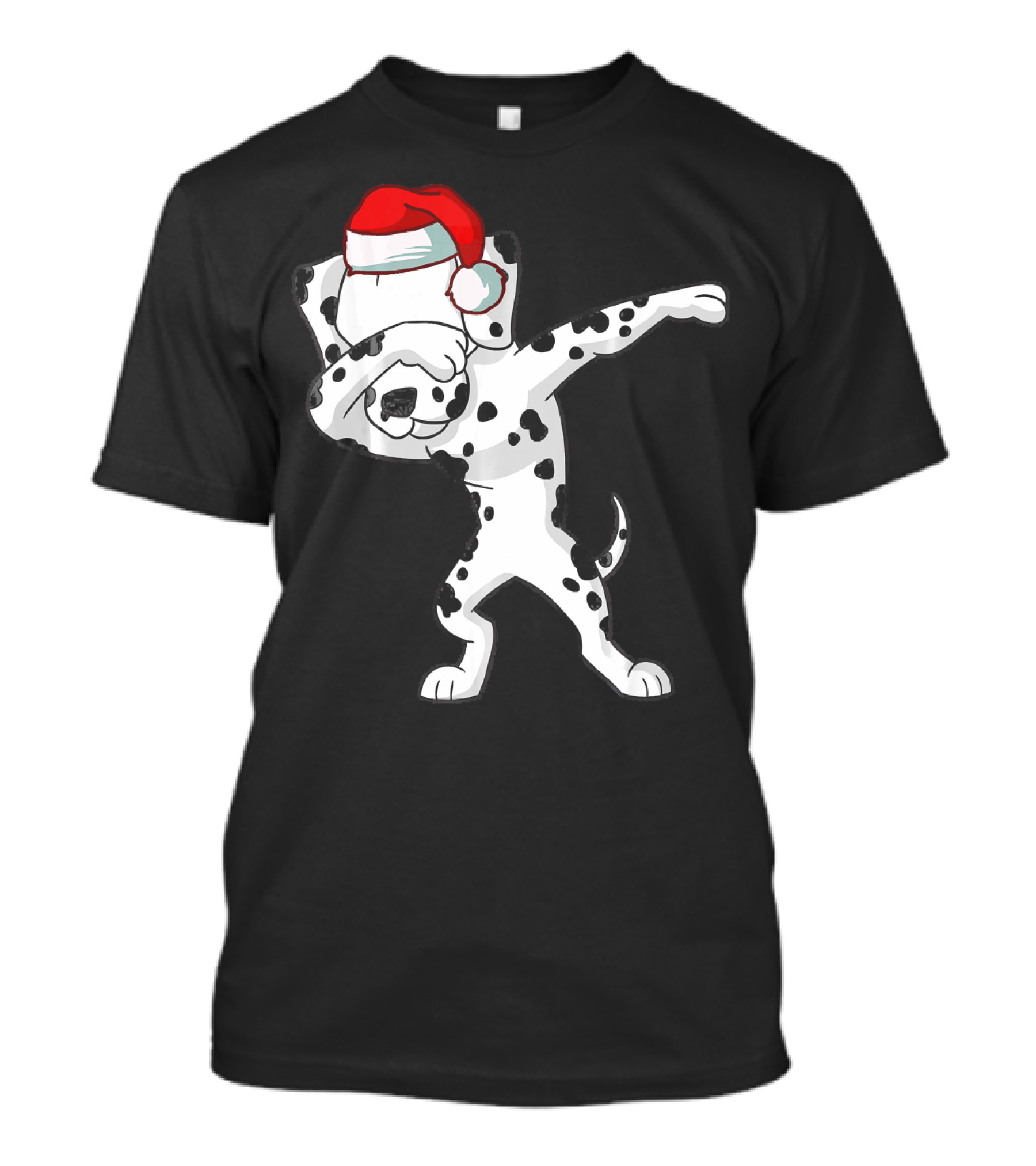 Dabbing Christmas Dalmatian Dog Breed With Santa Hat T-Shirt
