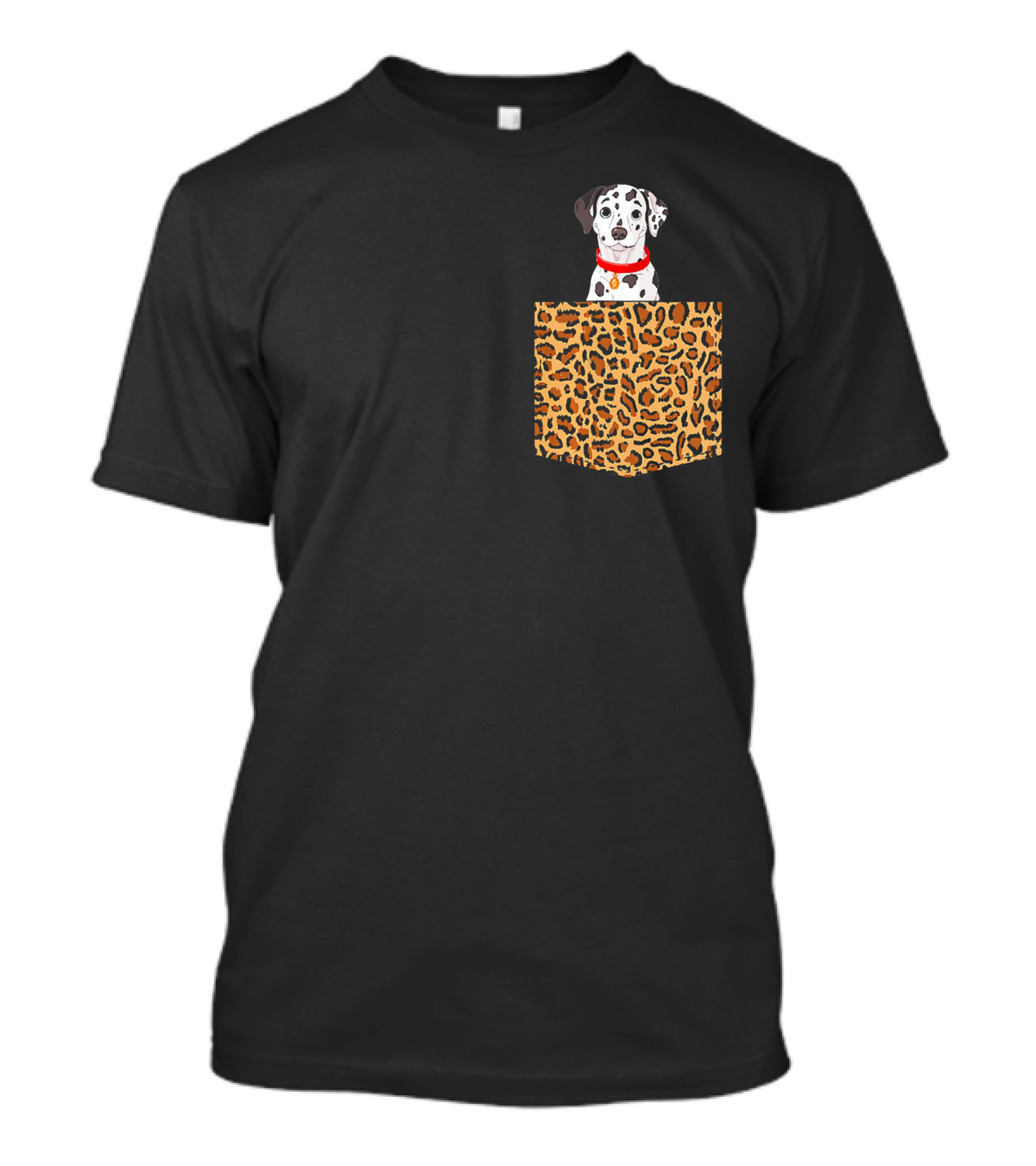 Dalmatian In Leopard Print Pocket T-Shirt