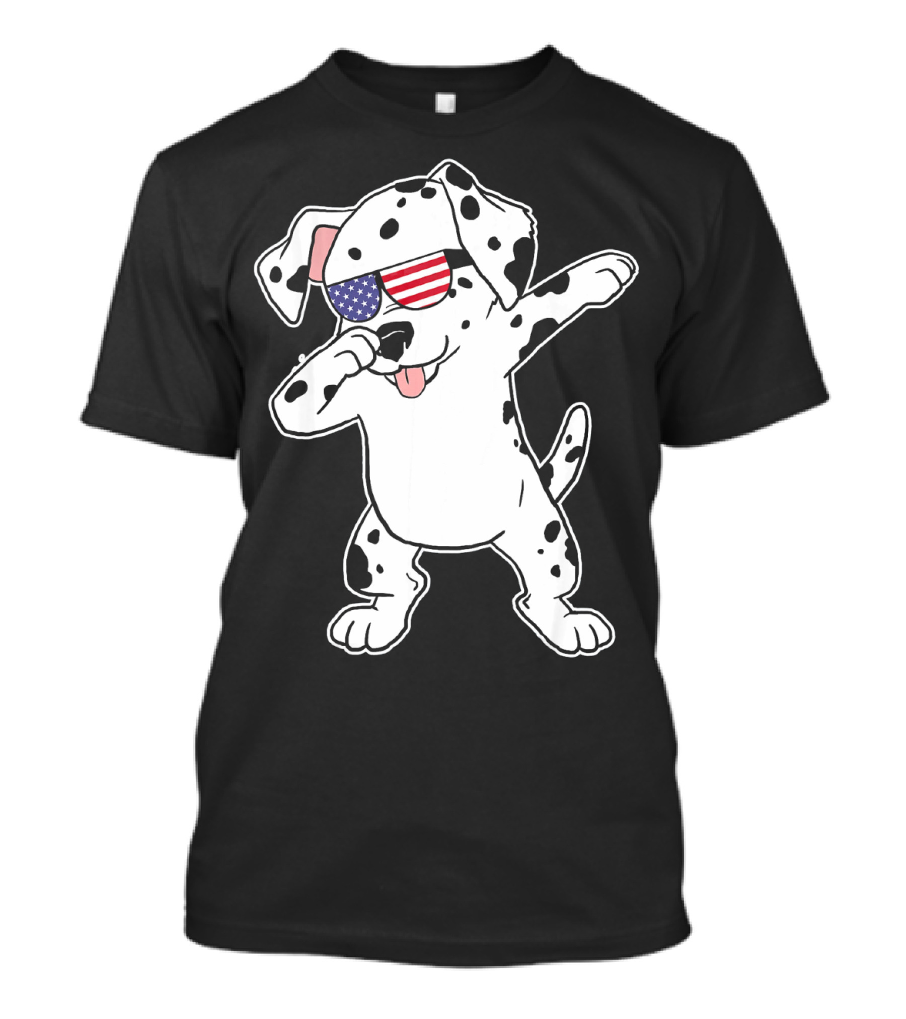 Dalmatian Dabbing Patriotic Sunglasses American 4th July T-Shirt
