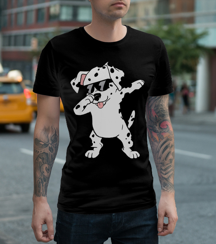 Dalmatian Dabbing Funny Girls Bo Dog Wearing Sunglasses T-Shirt