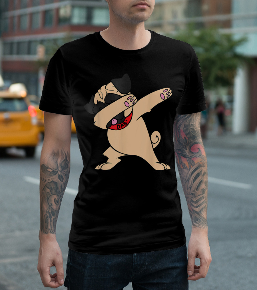 Dabbing Pug Dab Dance Cute Dog With Dab Collar T-Shirt