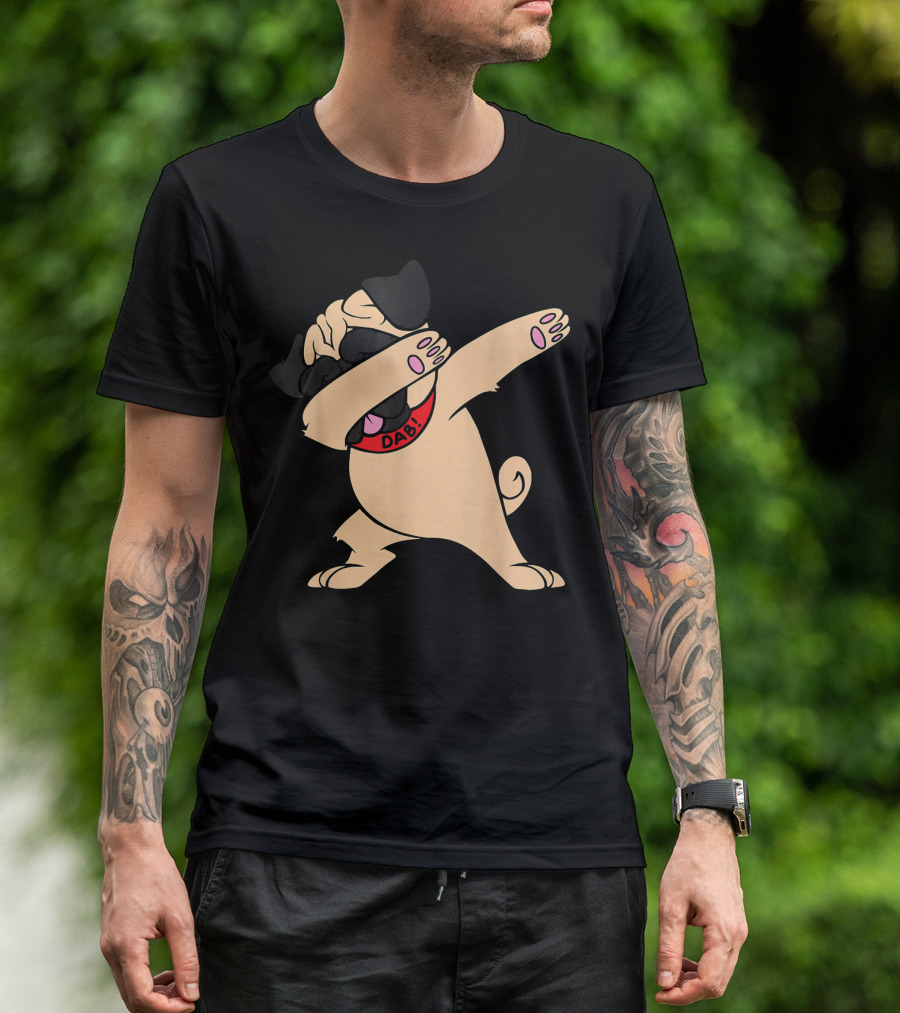 Dabbing Pug Dab Dance Cute Dog With Dab Collar T-Shirt