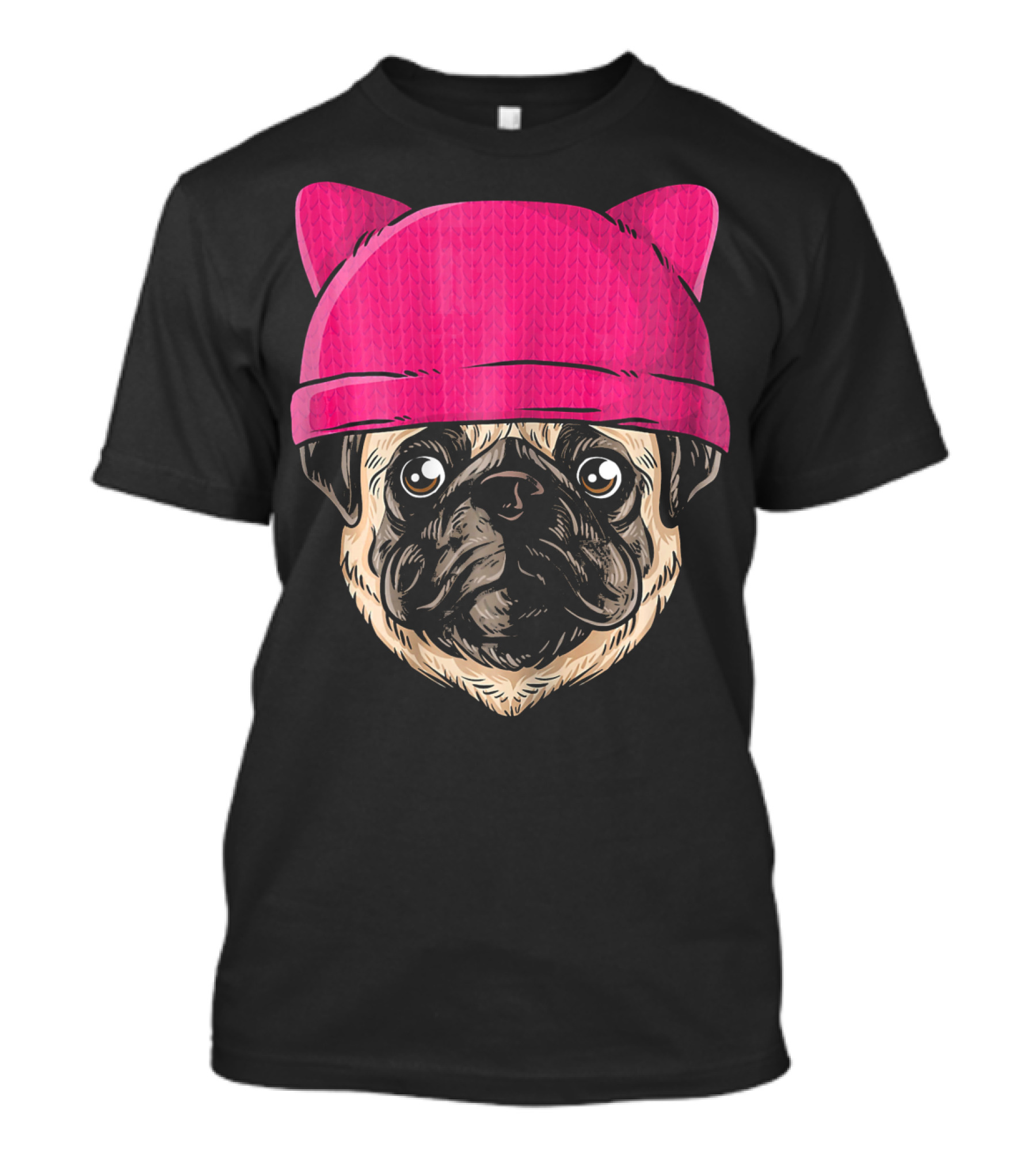 Feminist Pug Pink Pussyhat Women's Rights Support T-Shirt