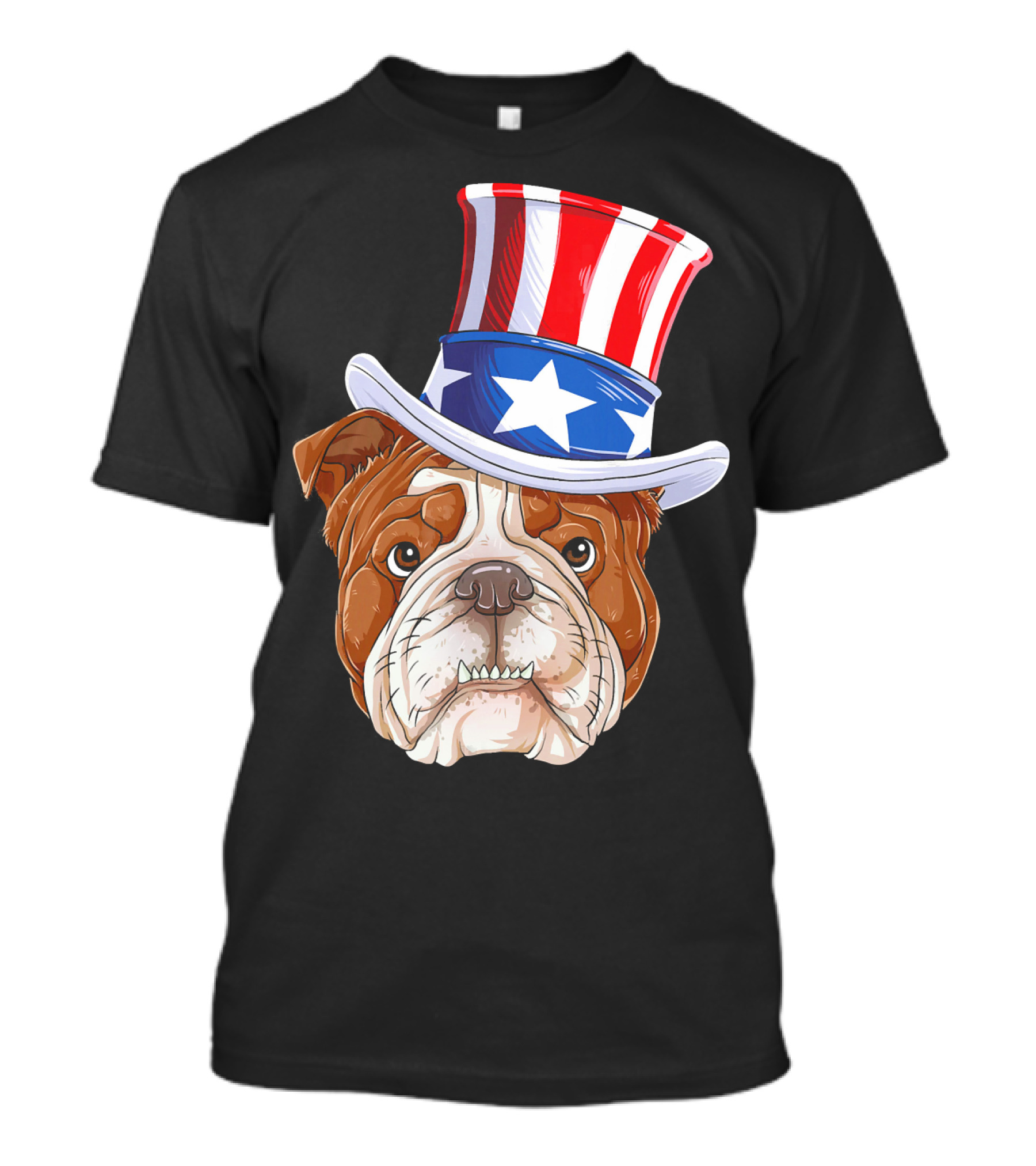 English Bulldog Uncle Sam Patriotic Hat T-Shirt