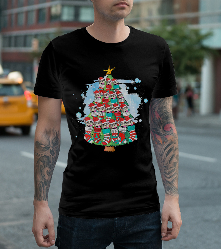 French Bulldog Christmas Tree Sock T-Shirt