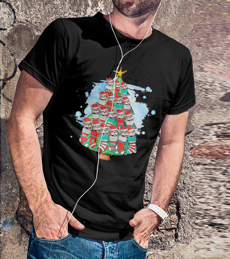 French Bulldog Christmas Tree Sock T-Shirt