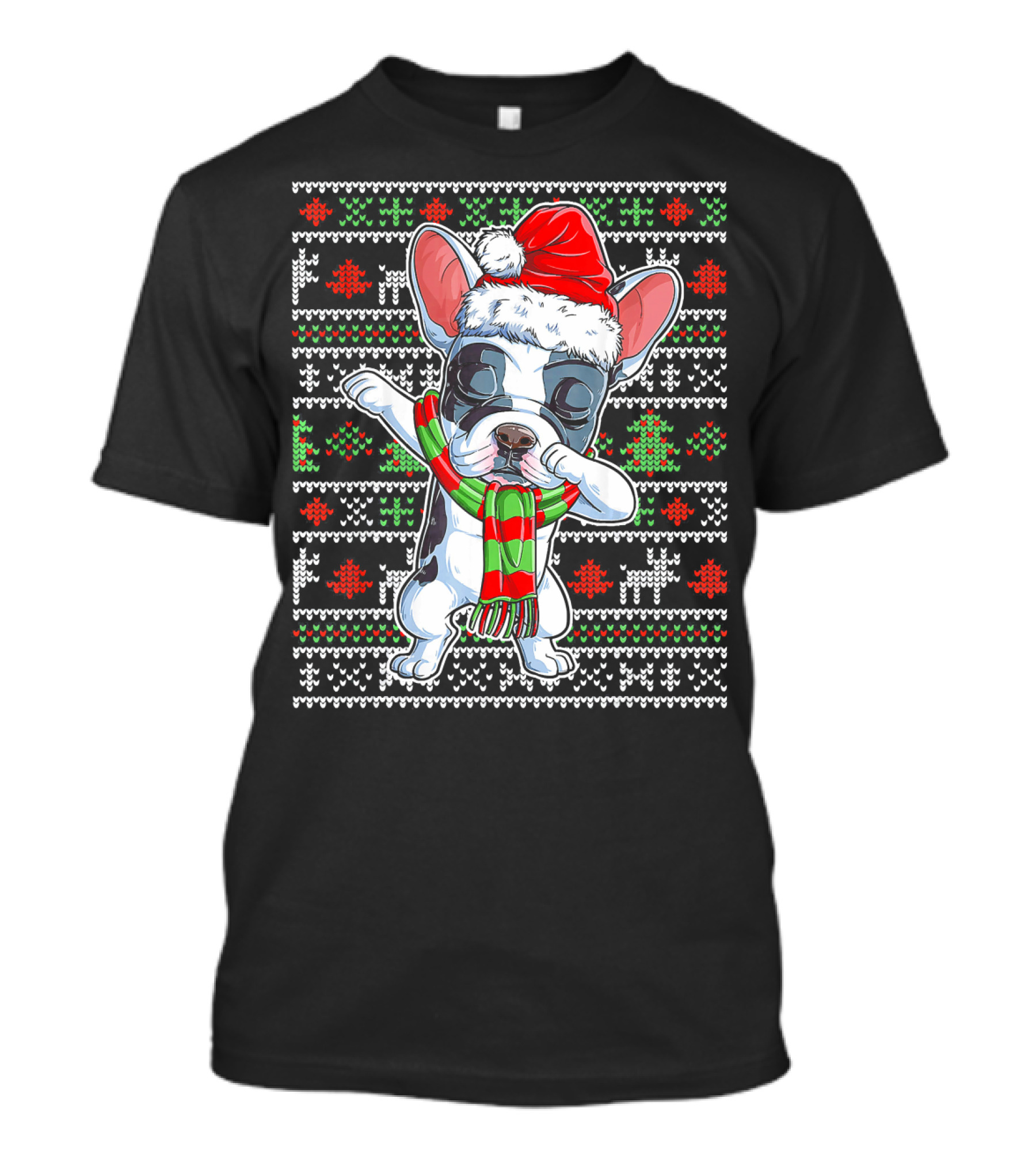 French Bulldog Dog Santa Hat Dabbing Ugly Christmas T-Shirt