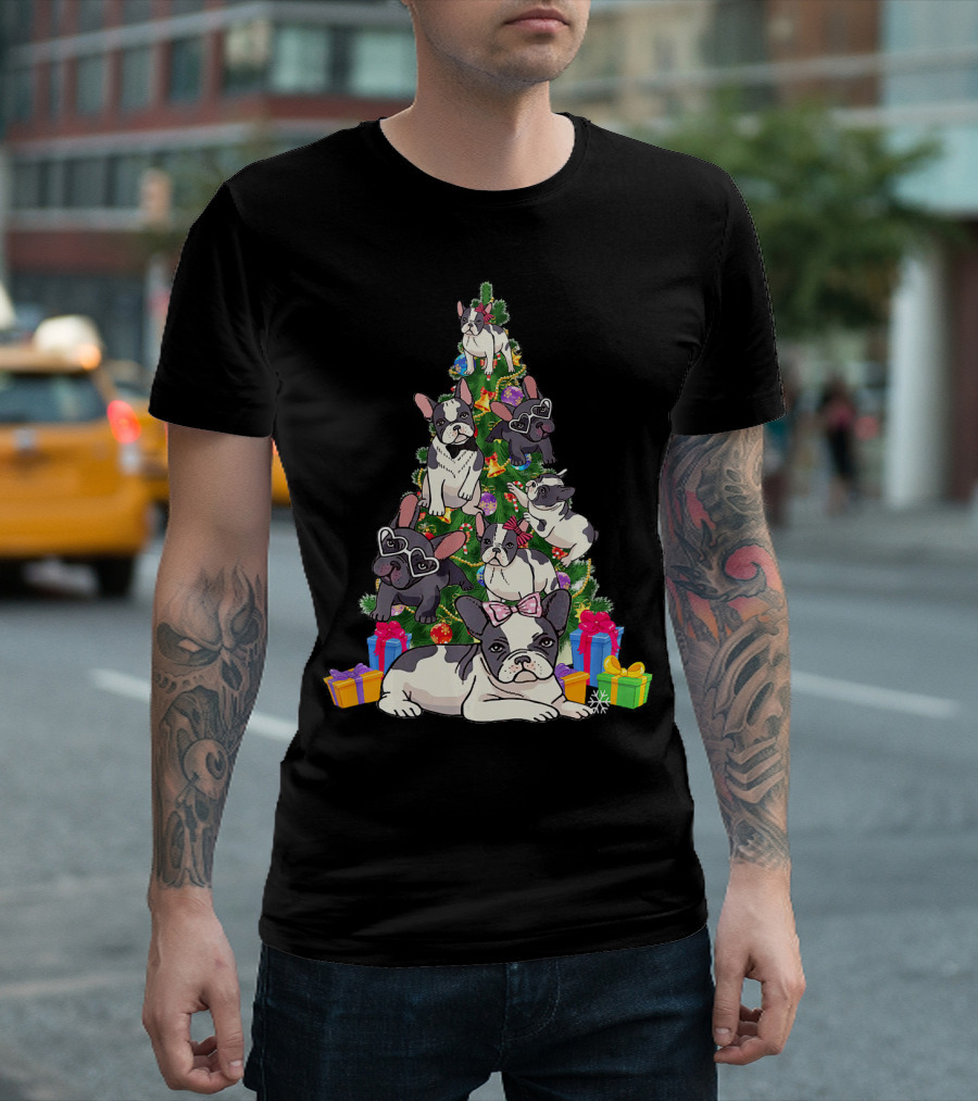 French Bulldog Christmas Tree with Gifts and Lights T-Shirt