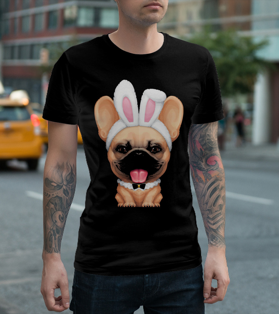Fawn Frenchie Wearing Easter Bunny Ears T-Shirt